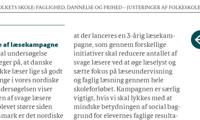 Gode tanker om læselyst i regeringens Folkeskoleudspil
